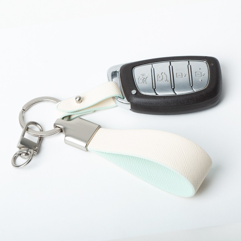 디아나마스 사피아노 가죽 양면 이니셜 키홀더 스트랩 자동차 키링, 각인불가, 화이트+민트 14,800원