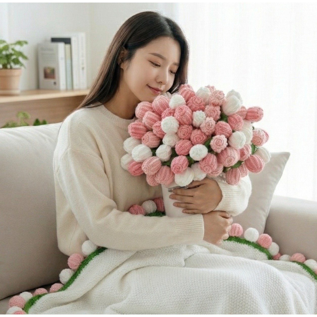 크림슨비콘 선물용 꽃다발 담요 완성품 쇼핑백 포함 29,800원