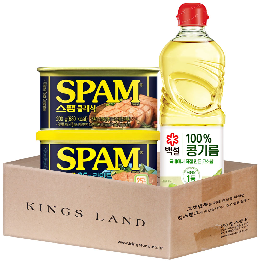스팸25%라이트200g+스팸클래식200g+ (증정)콩기름 0.5L, 1세트, 900g 11,900원