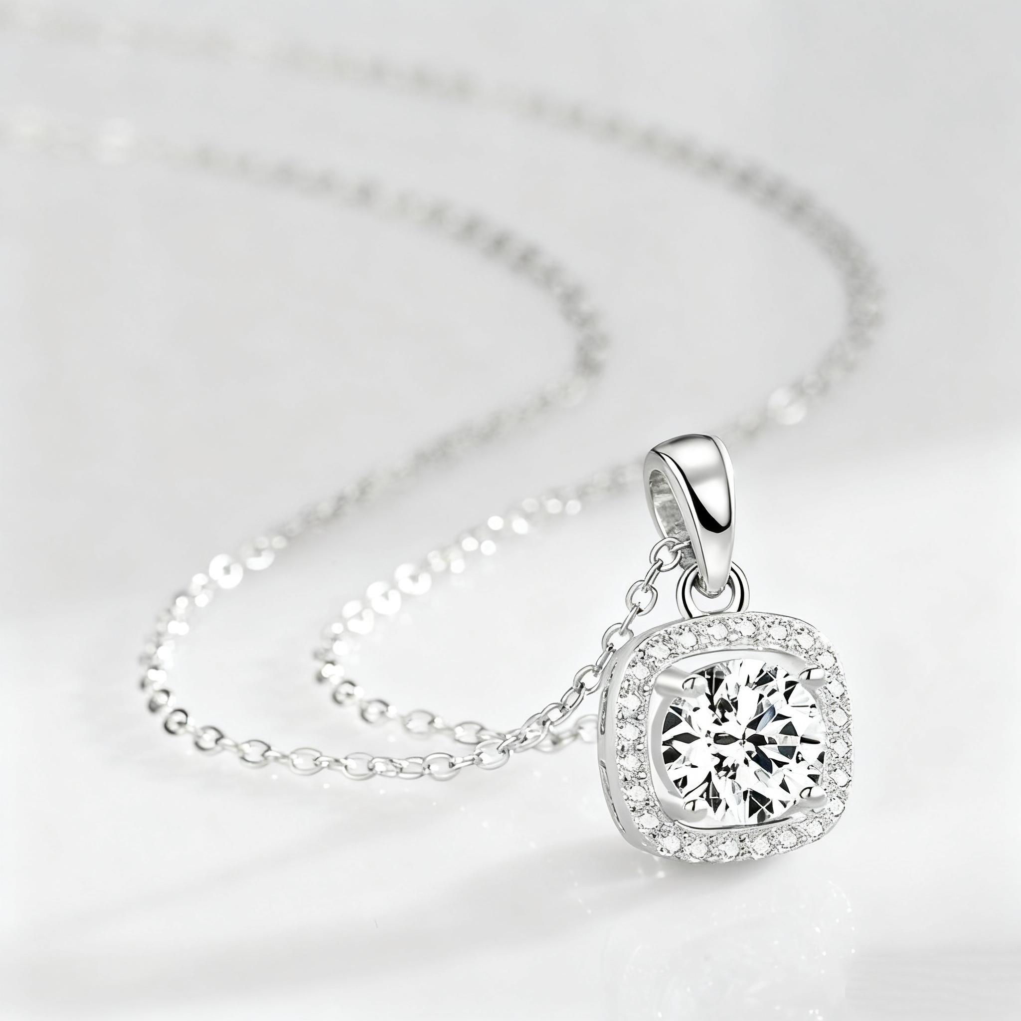 1캐럿 모이사나이트 방형 목걸이 - S925 순은, 14K/18K 금도금, GRA 인증, 여자친구 기념일 선물 136,880원