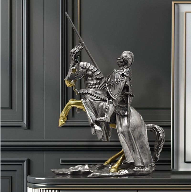 북유럽 중세 기사 장식 34cm 거실 카페 인테리어 소품 집 앤틱 빈티지 개업 선물, 실버 55,000원