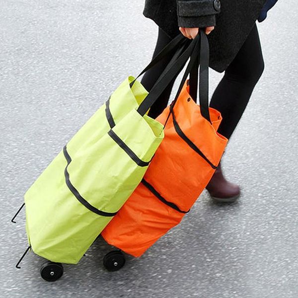 아이디어 휴대용 장바구니 접이식 시장바구니 핸드카, 1개, 오렌지 1,700원