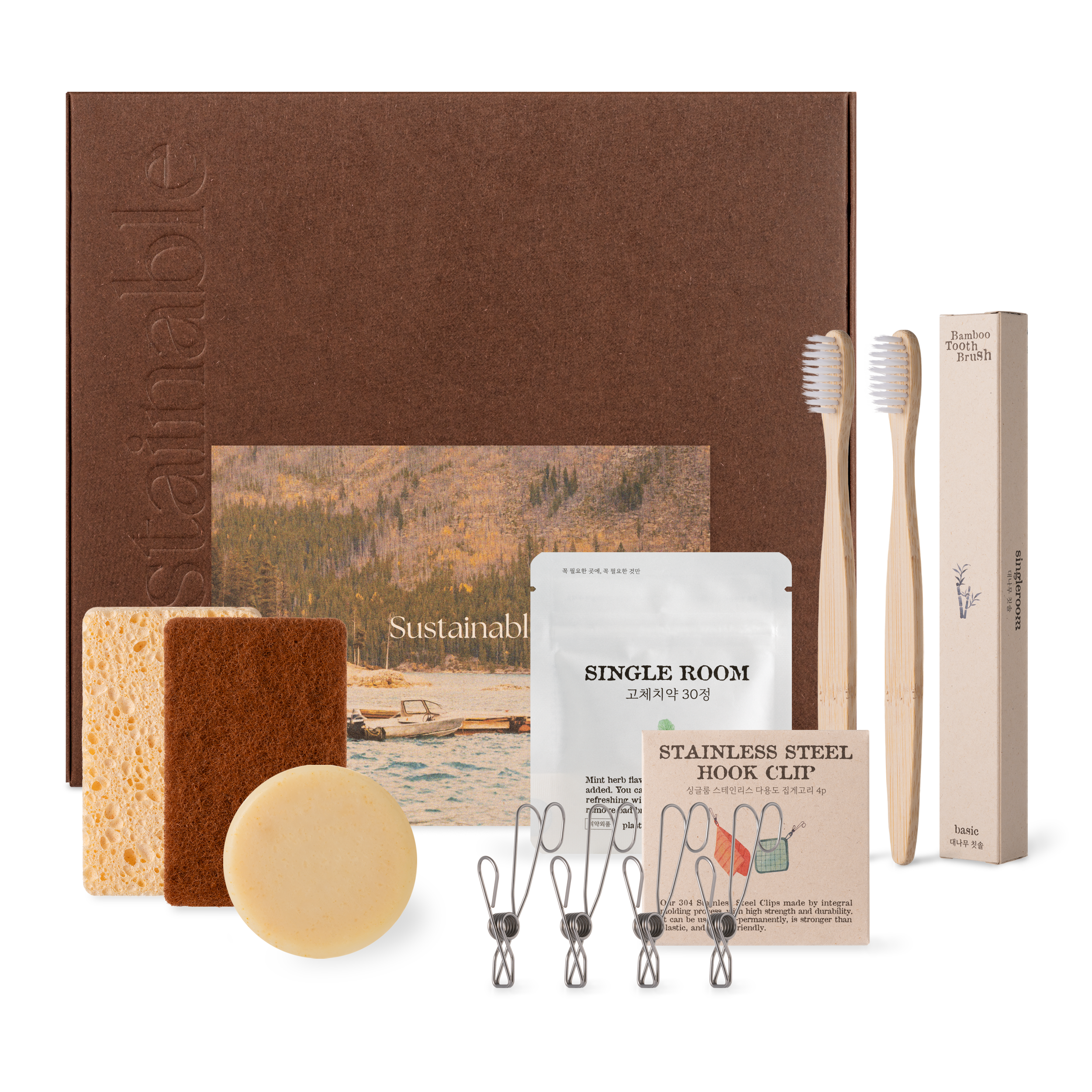 싱글룸 주방3종 욕실2종 친환경 선물세트 (모은) 생활용품 기념품 답례품 집들이 이사 환경 행사 교육 18,500원