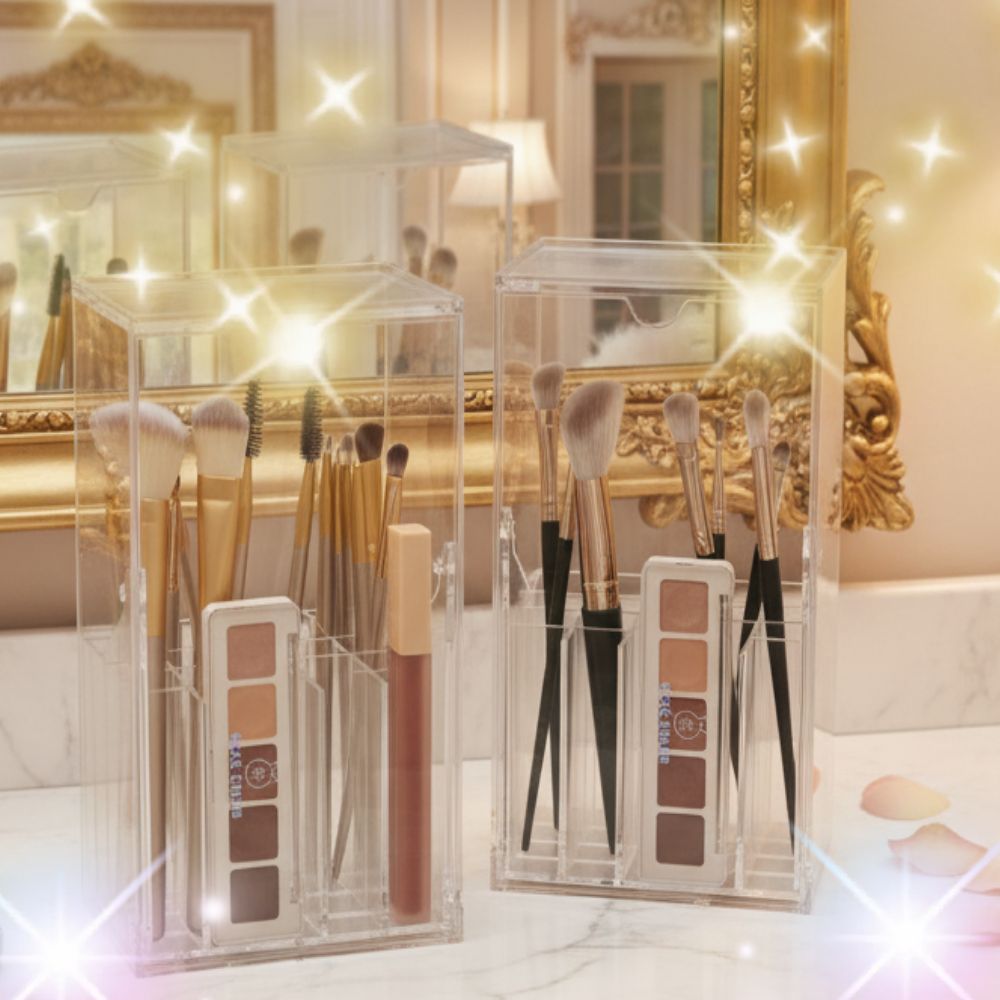 살림널스정량 다용도 회전 화장품 브러쉬 45도 수납함정리대, 1개, 투명 10,000원