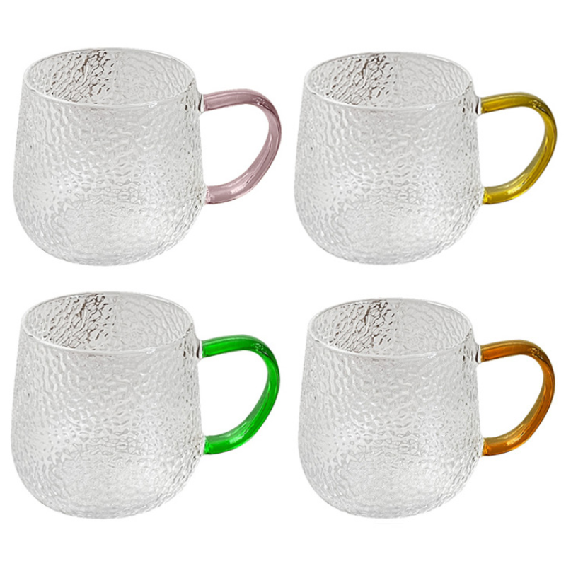 이태리 am 내열강화유리 해머톤 글라스 350ml 4개 세트 머그컵 머그잔 유리잔 유리컵 커피잔 물잔 물컵 4P, 1세트, 그린+핑크+브라운+옐로우 29,800원