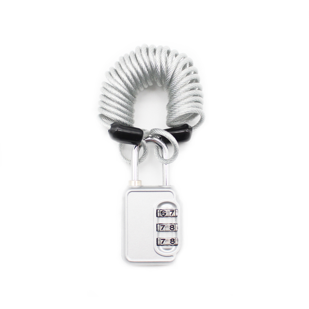 트래블큐브 스테인레스 코팅 코일케이블 1m + 3다이얼 자물쇠 실버 세트 7,650원