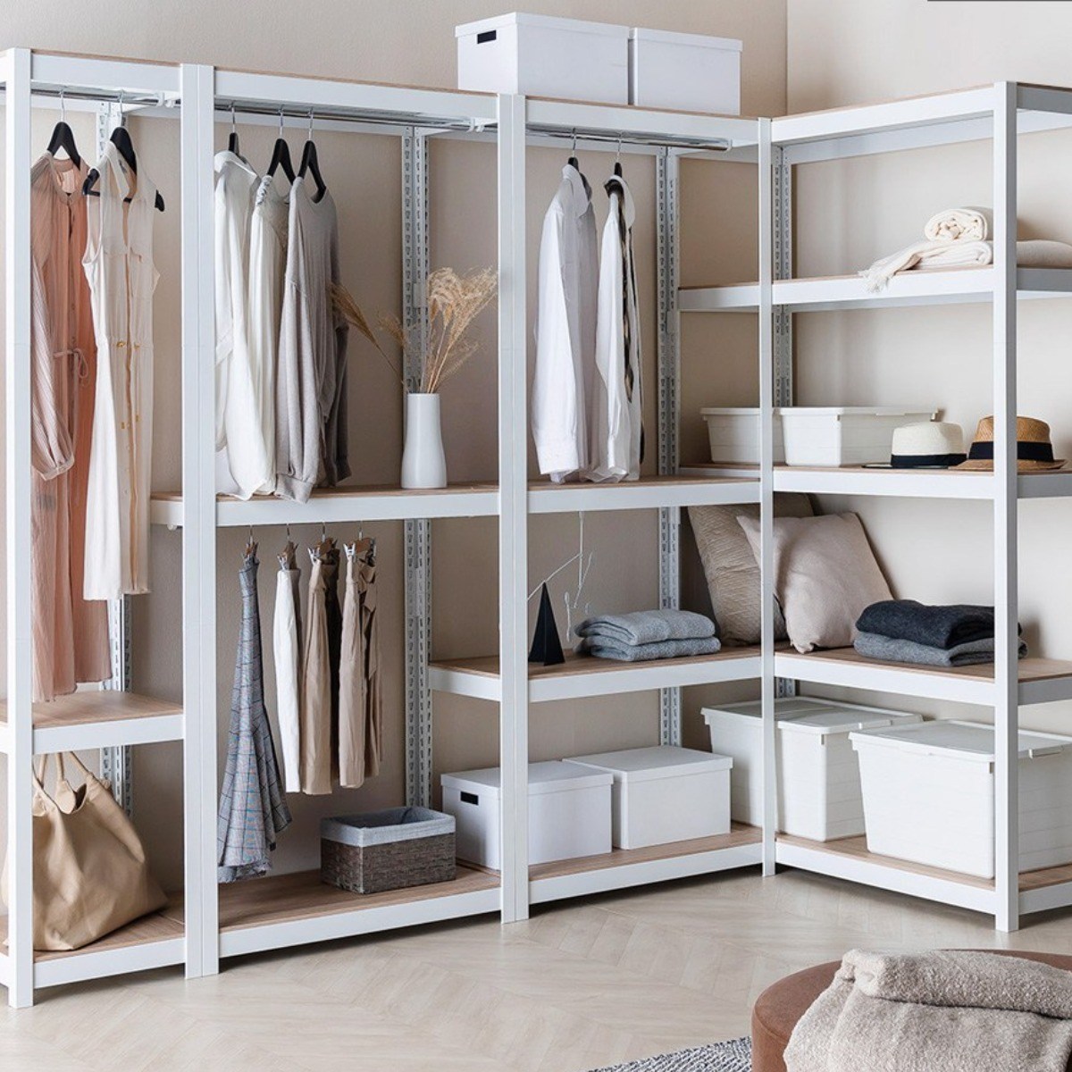 홈던트하우스 무볼트 조립식 드레스룸 시스템 행거 높이2100 5단 (봉2개) 152,000원