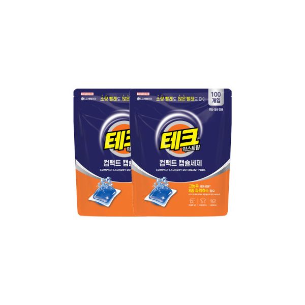 (캡슐세제)테크 익스트림 컴팩트 캡슐세제 1챔버 100입 2개 37,500원