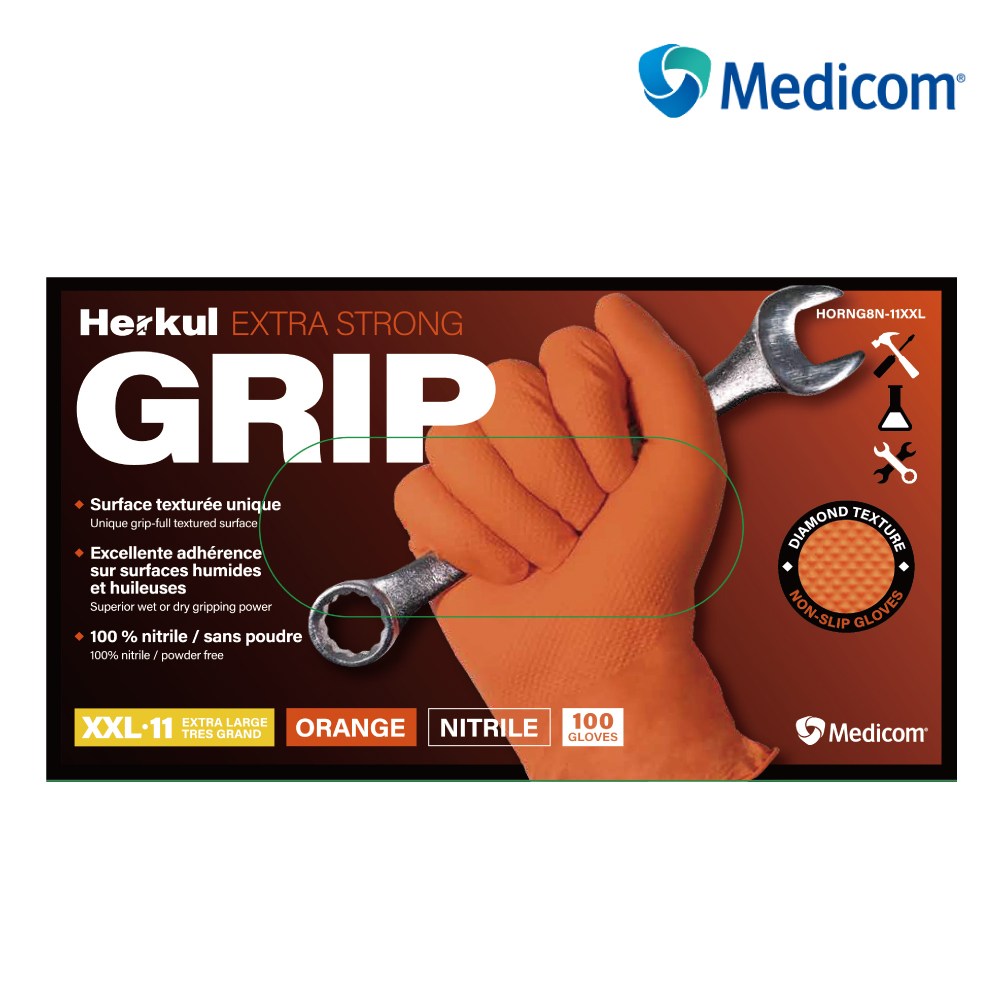 메디컴 헤르쿨 고중량 니트릴 다이아몬드 다회용 장갑 정비 중공업 식품 청소 원예, 100개, M, 오렌지 29,000원