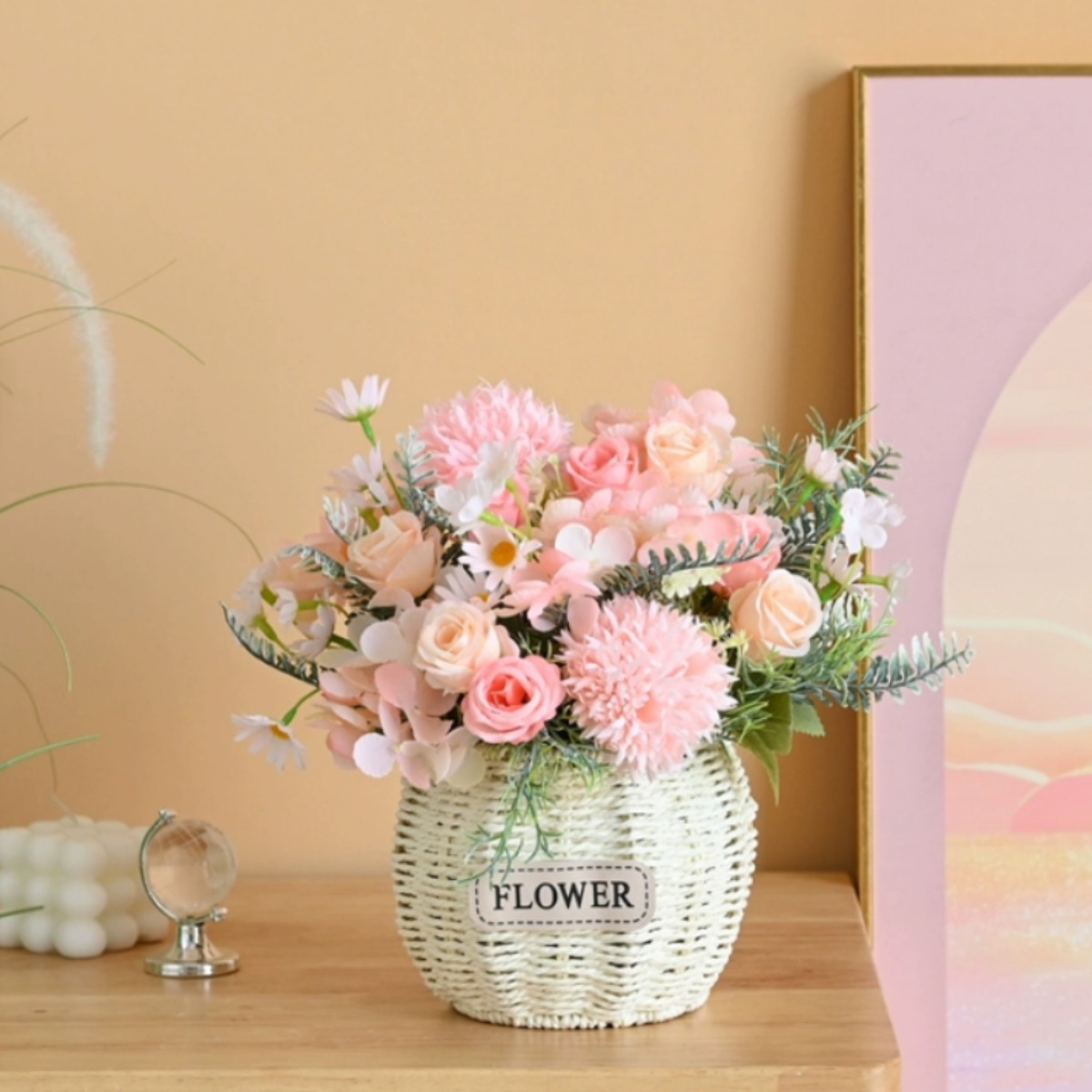 JH 조화 장미 꽃다발 조합꽃, 핑크, 1개 34,960원