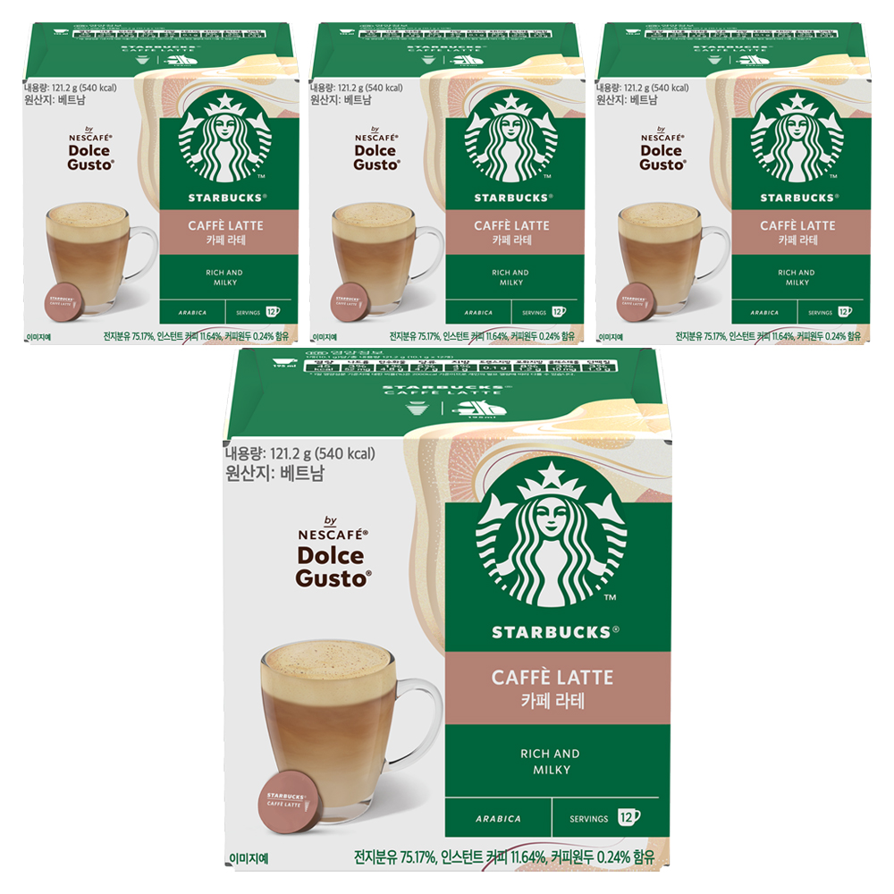 돌체구스토 스타벅스 캡슐커피 카페라테, 10.1g, 12개입, 4개 38,090원