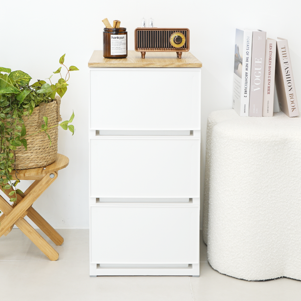 엠비코 우든 슬림 우드상판 서랍장 17,800원