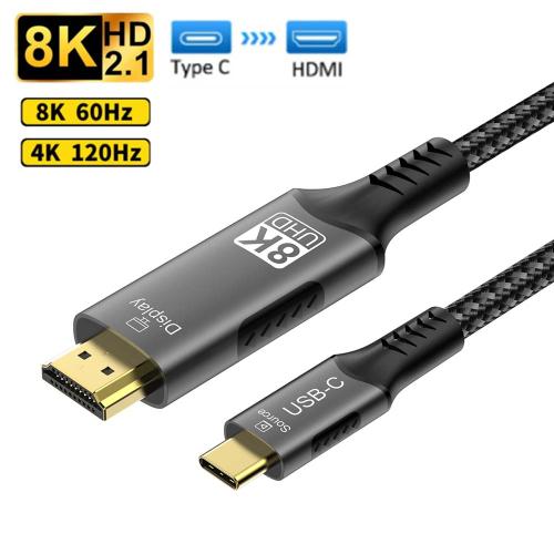 USB C-HDMI 케이블 8K60Hz 4K120Hz 유형 C-HDMI 2.1 Thunderbolt 34 iphone 1615 MacBook Huawei용 호환 HDTV 케이블 22,160원