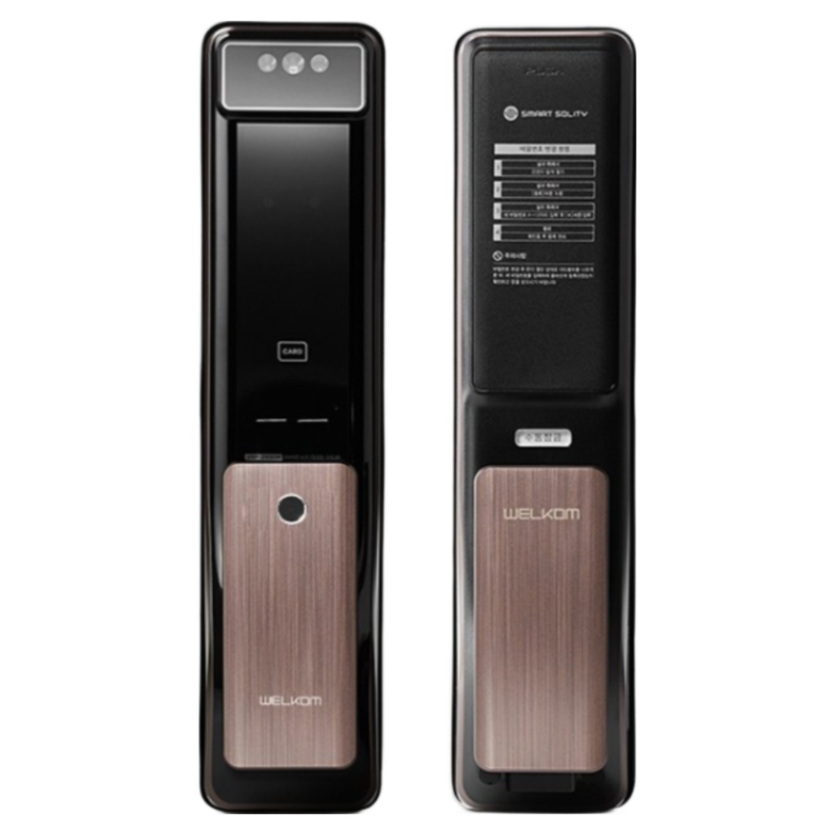 솔리티 웰콤 얼굴인식 신제품 WSP-2900A 푸시풀 디지털도어락 카드키2개+번호키 블루투스(옵션) 안면인식 AI딥러닝기술적용 신속 정확한 얼굴인증 얼굴인식100개 인체감지기능 350,000원