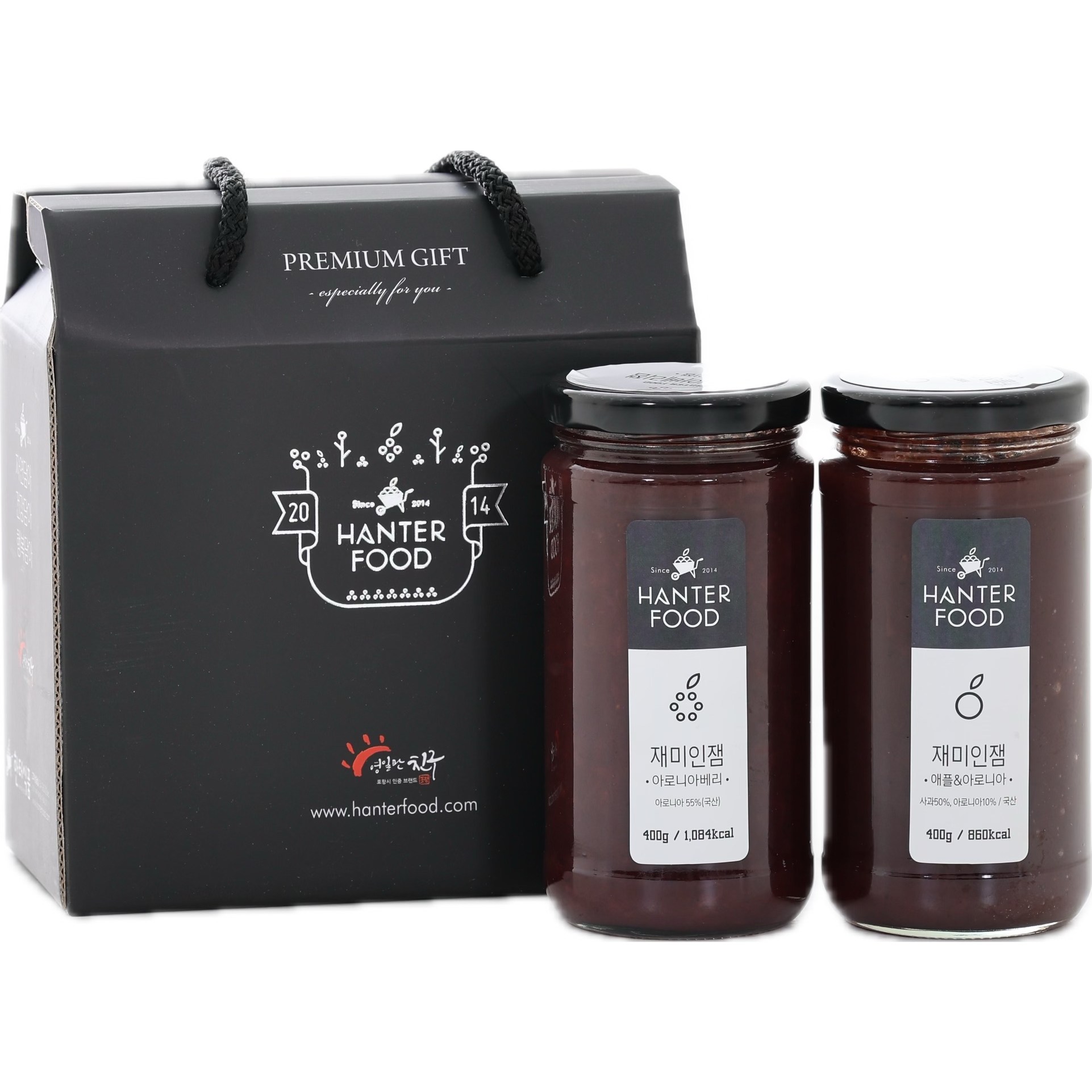 한터식품 무설탕 수제잼 아로니아잼 사과&아로니아잼 세트, 2개, 400g 30,000원