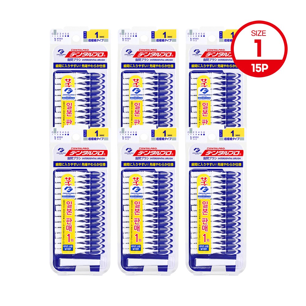 잭스 덴탈프로 치간칫솔 I자형 15P 6종x6개 치아사이 이물질 제거, 15개입, 6개 28,900원