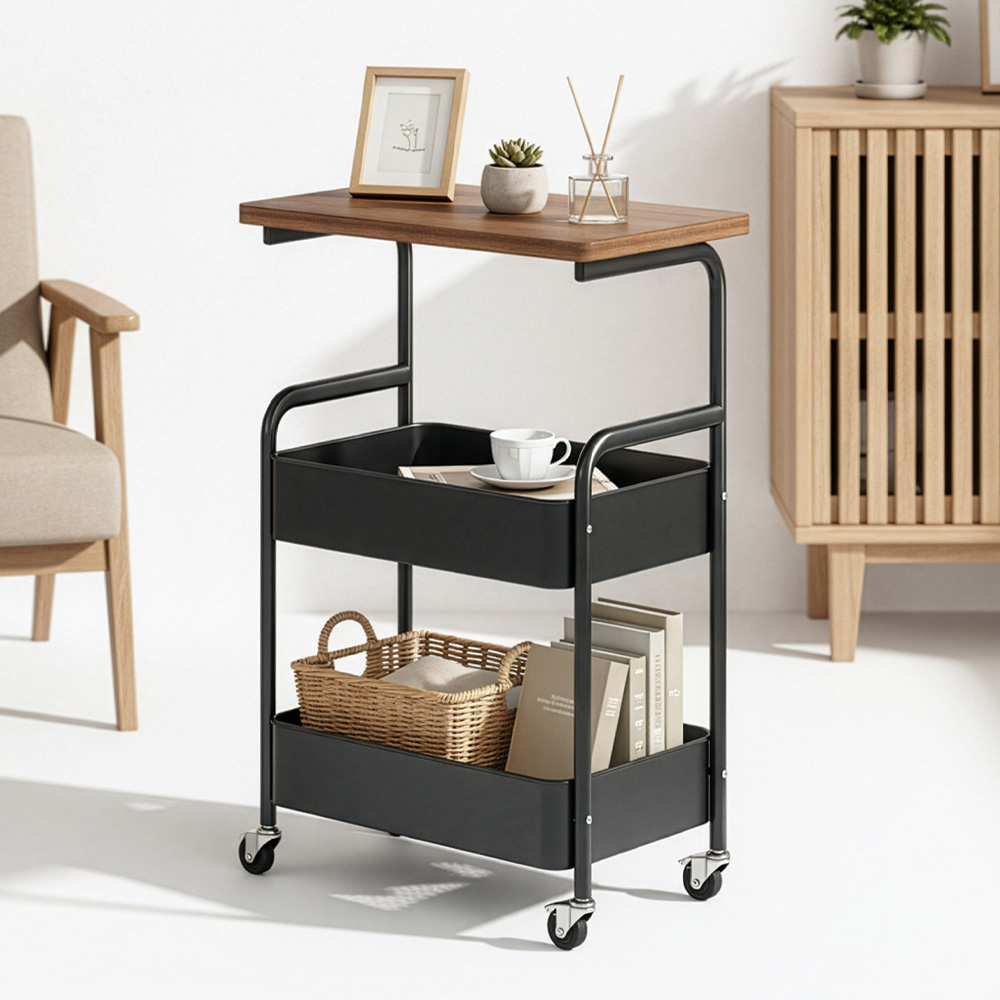 리네프 철제 이동식 테이블 트롤리, 블랙, 3단 16,900원