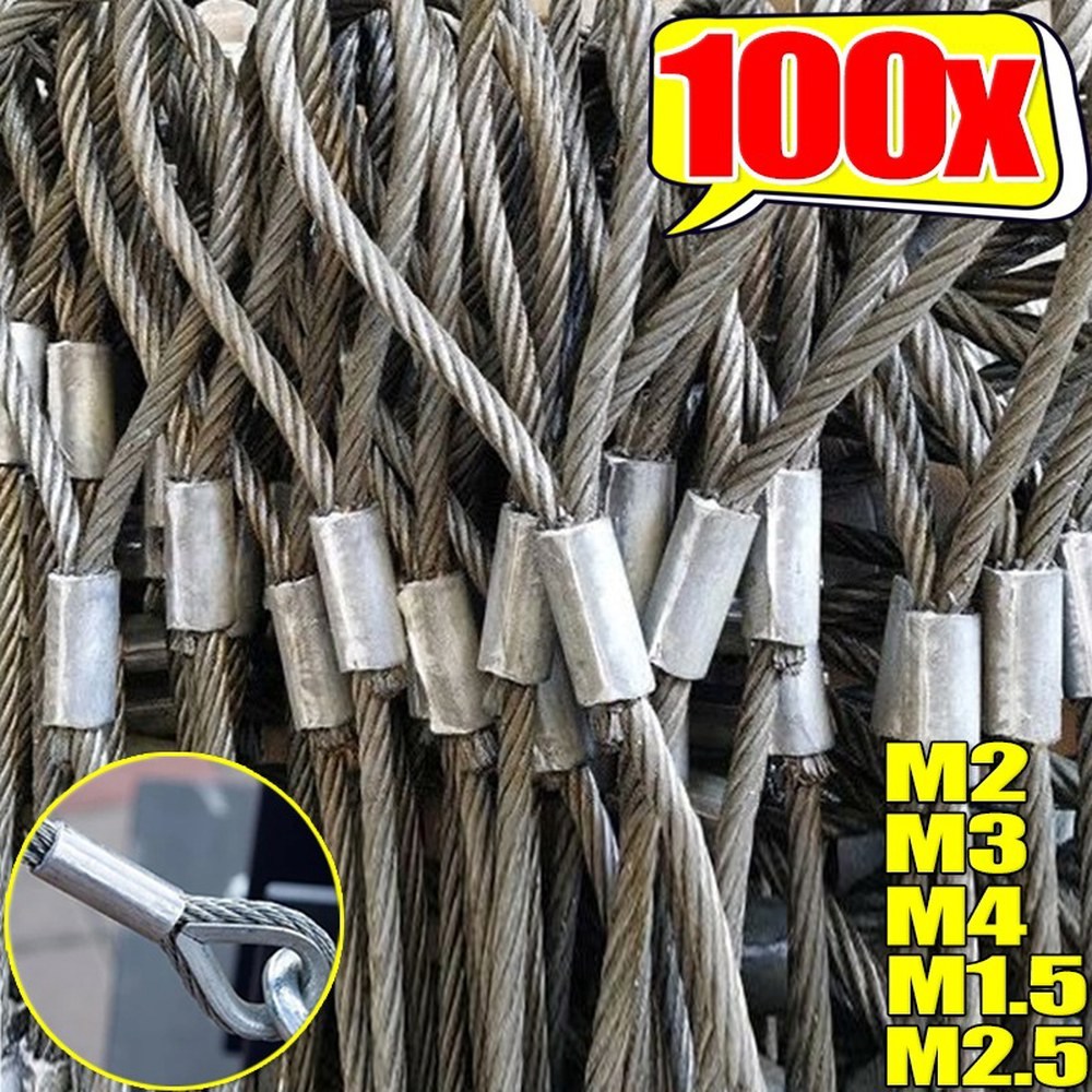 10-100개 이중 구멍 케이블 크림프 링 8자형 알루미늄 슬리브 클램프 강철 와이어 로프 고정 클립 케이블 스토퍼 크림프 코드 잠금장치 13,000원