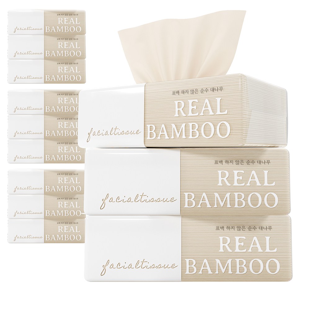 휴홈 무표백 리얼 뱀부 티슈 3겹 소프트팩, 12개, 125매입 16,800원