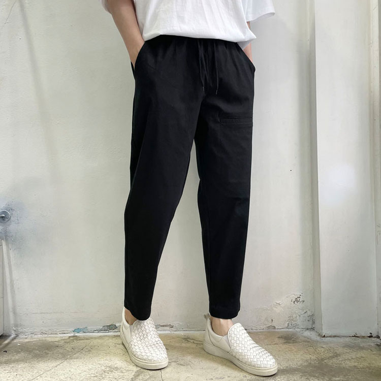 라운지21 남자 앞포켓 밴딩 스판 여름 린넨 8부 와이드 팬츠 29,900원