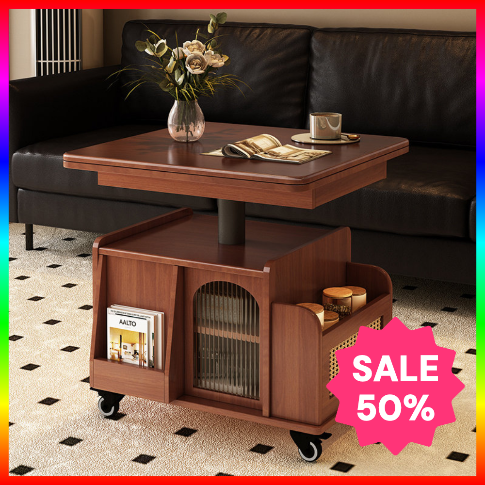 우암가구 리프트업테이블 이동식 거실테이블 사이드 티테이블 높이조절, 월넛 319,000원