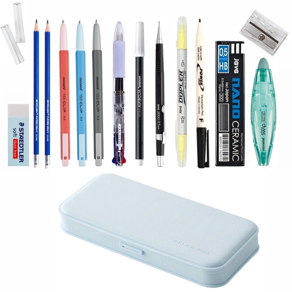 HB문화사 프리미엄 필기구 펜슬박스 모나미 153 CLIP 케이스 문구세트 17종 구성 16,550원