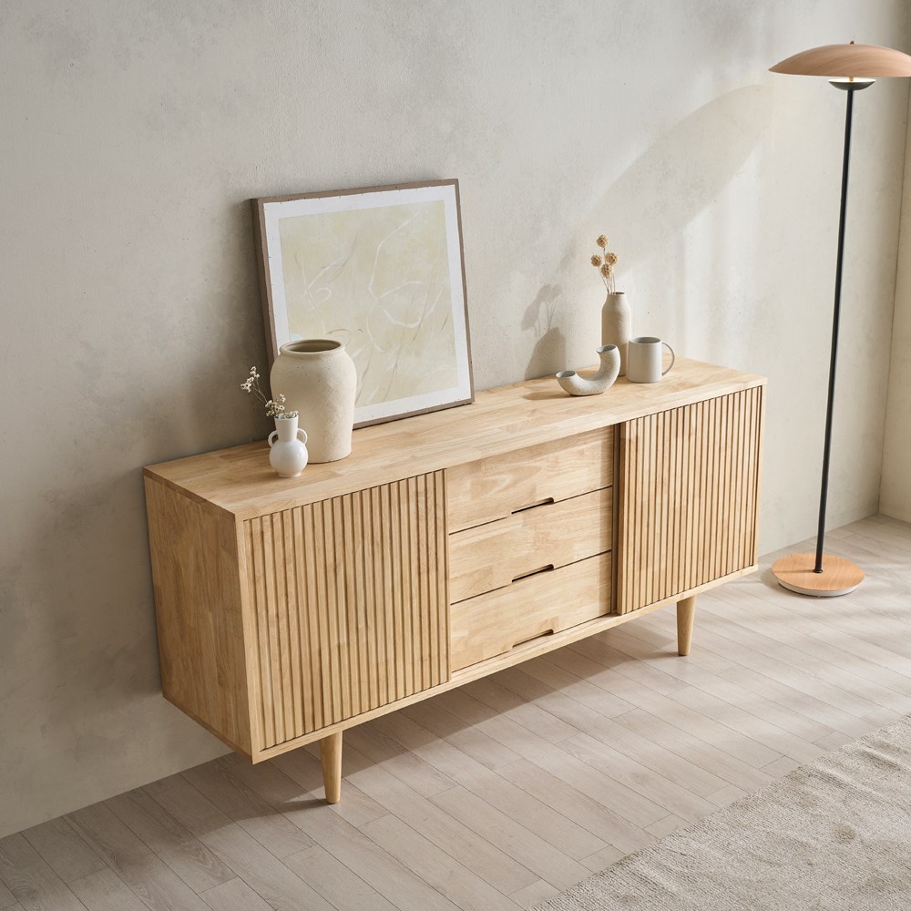 핀란디아 몬테 원목 슬라이딩 1600 높은 거실장, 내추럴 359,000원