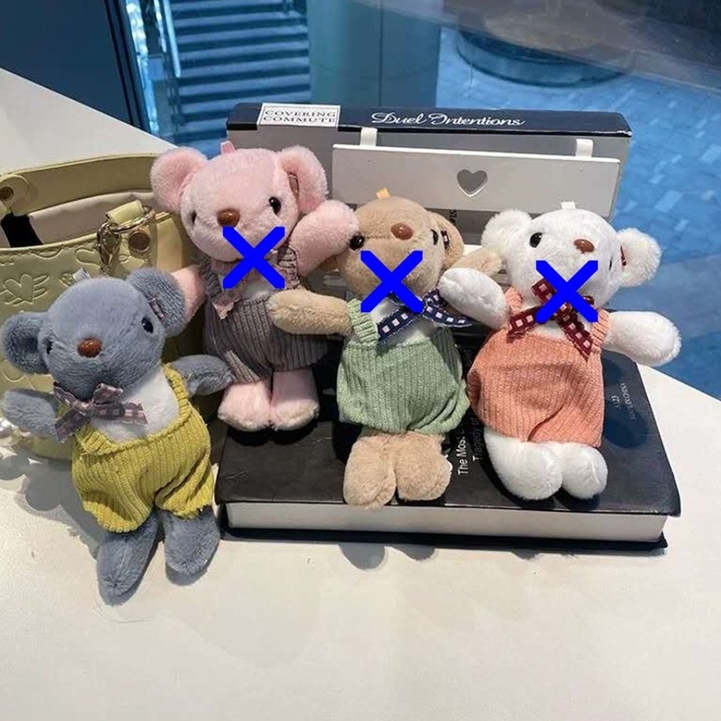 귀여운 모루토끼 인형키링세트 가방키링세트 캐릭터인형 열쇠고리 가방장식 , 1세트(3개입), 1개, 블루컬러곰돌이(1개입) 6,390원