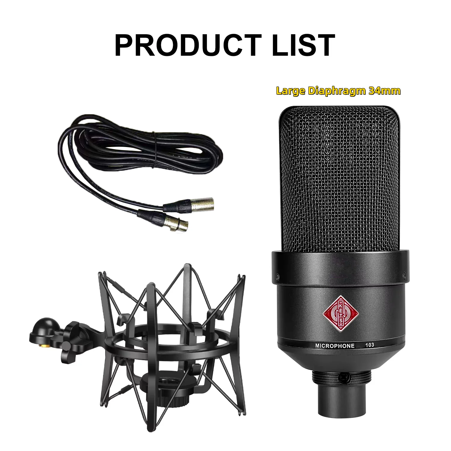 TM103 26/34mm 마이크 코어 콘덴서 충격 방지 홀더 포함 전문 녹음용 풀 메탈 디자인 카디오이드 91,800원