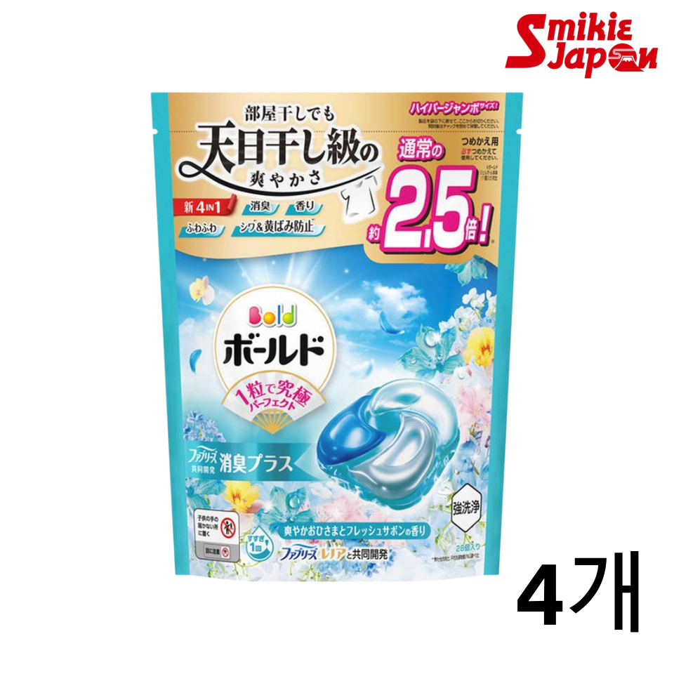 P&G 볼드 젤볼 4D 프레시플라워 사봉향 하이퍼점보 리필 일본직배송 세탁관리 도움, 4개, 28개입 56,400원