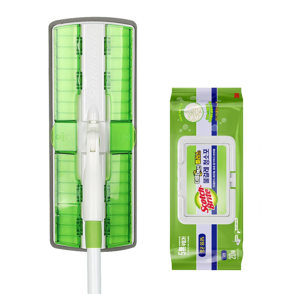 3M 스카치브라이트 클립형 막대걸레 + 물걸레청소포 대형 20매 + 수세미 27,900원