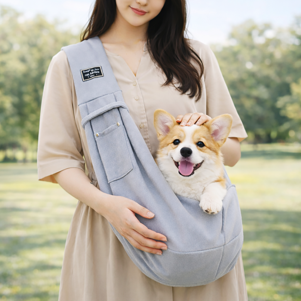 나너마켓 안정감있는 포근한 강아지 슬링백, 1개, 연그레이 21,200원