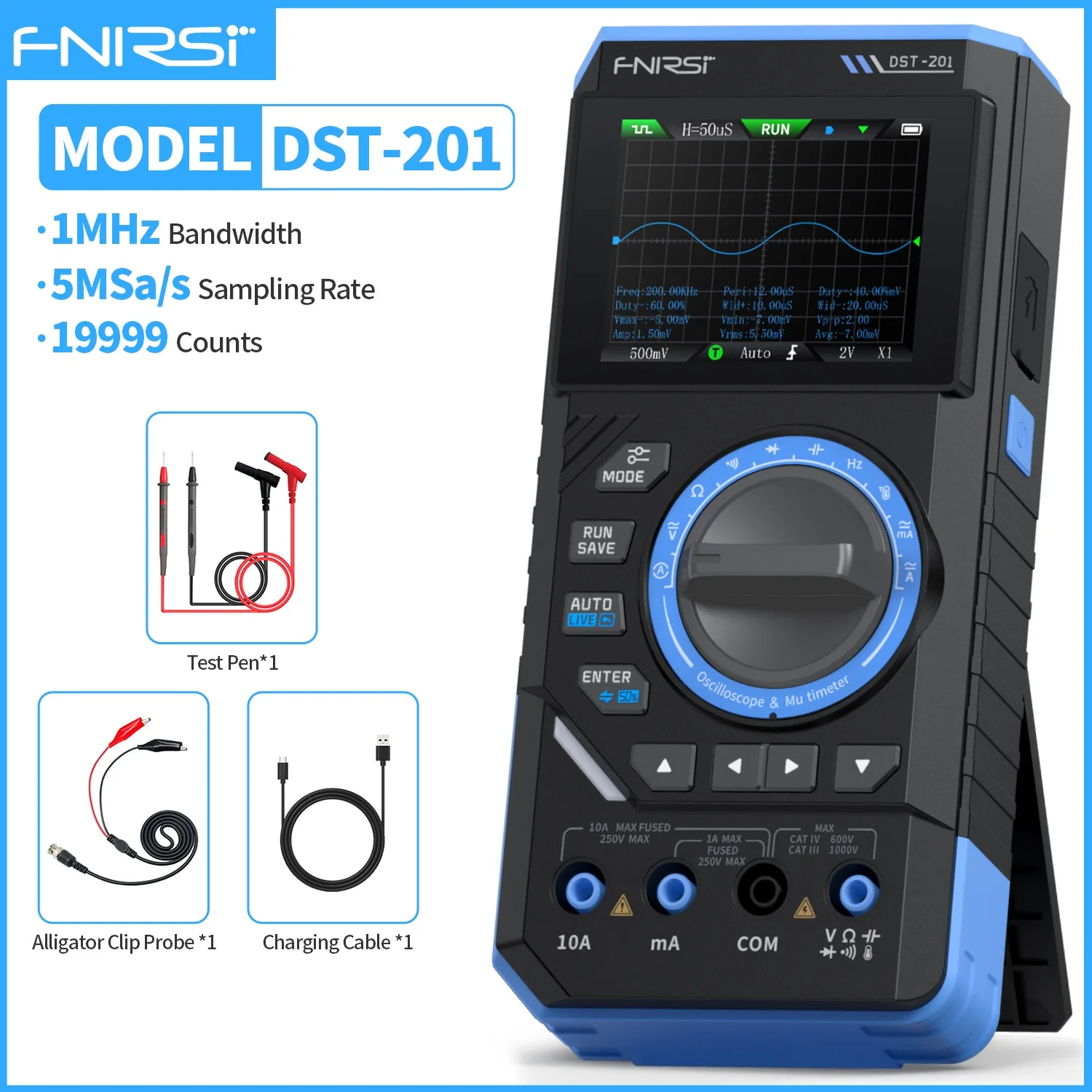 FNIRSI DST-210 및 3IN1 디지털 멀티미터 오실로스코프 신호 소스 19999 카운트 10MHz/1MHz 휴대용 전기 기 81,600원