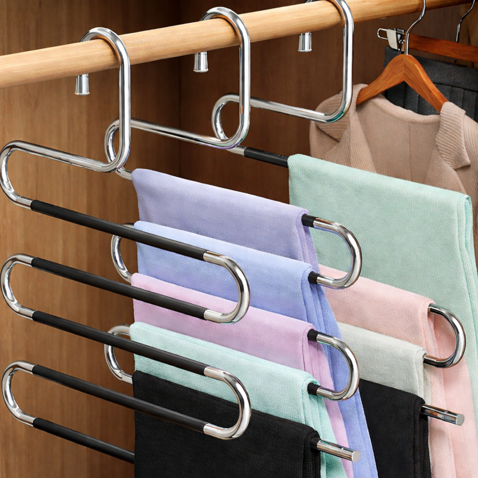 픽센트 논슬립 강력내구 바지 치마 5단 옷 걸이, 실버, 2개 11,800원