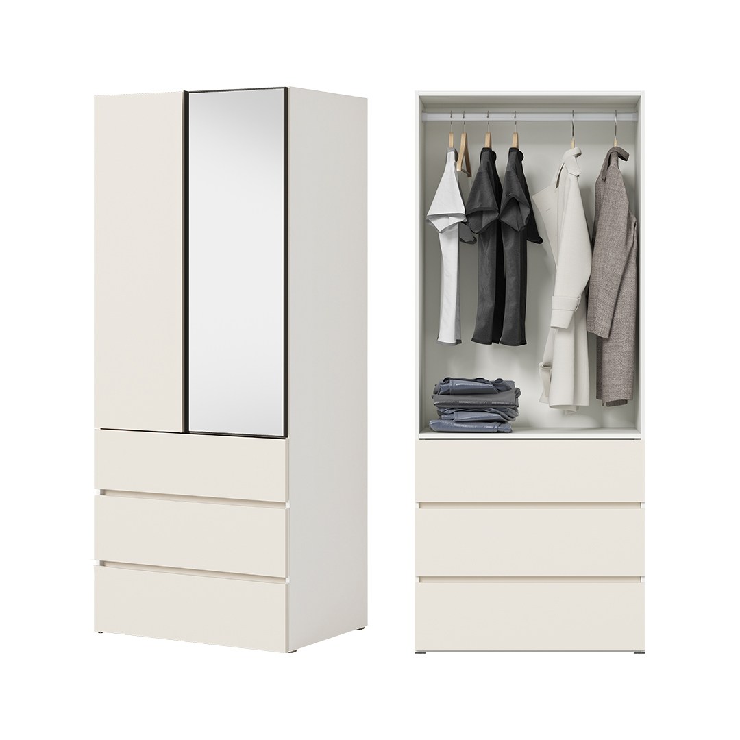 한샘 샘베딩 스테디 거울옷장 80cm(높이194cm) 서랍형 10종 353,900원