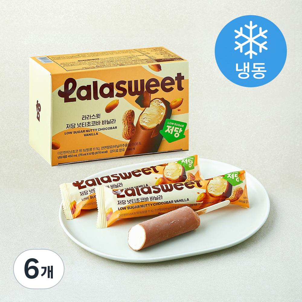[로켓프레시] 라라스윗 저당 넛티초코바 바닐라 (냉동), 6개, 6개입, 75ml 38,550원