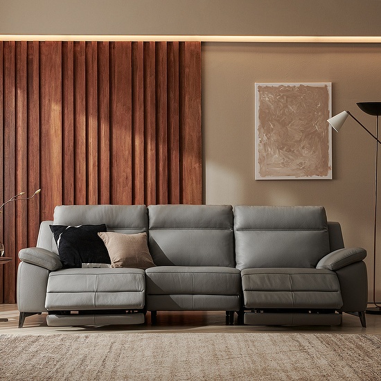 한샘 MVME 프라임 노블 천연가죽 리클라이너 소파 4인, 페더 화이트(A) 1,499,000원