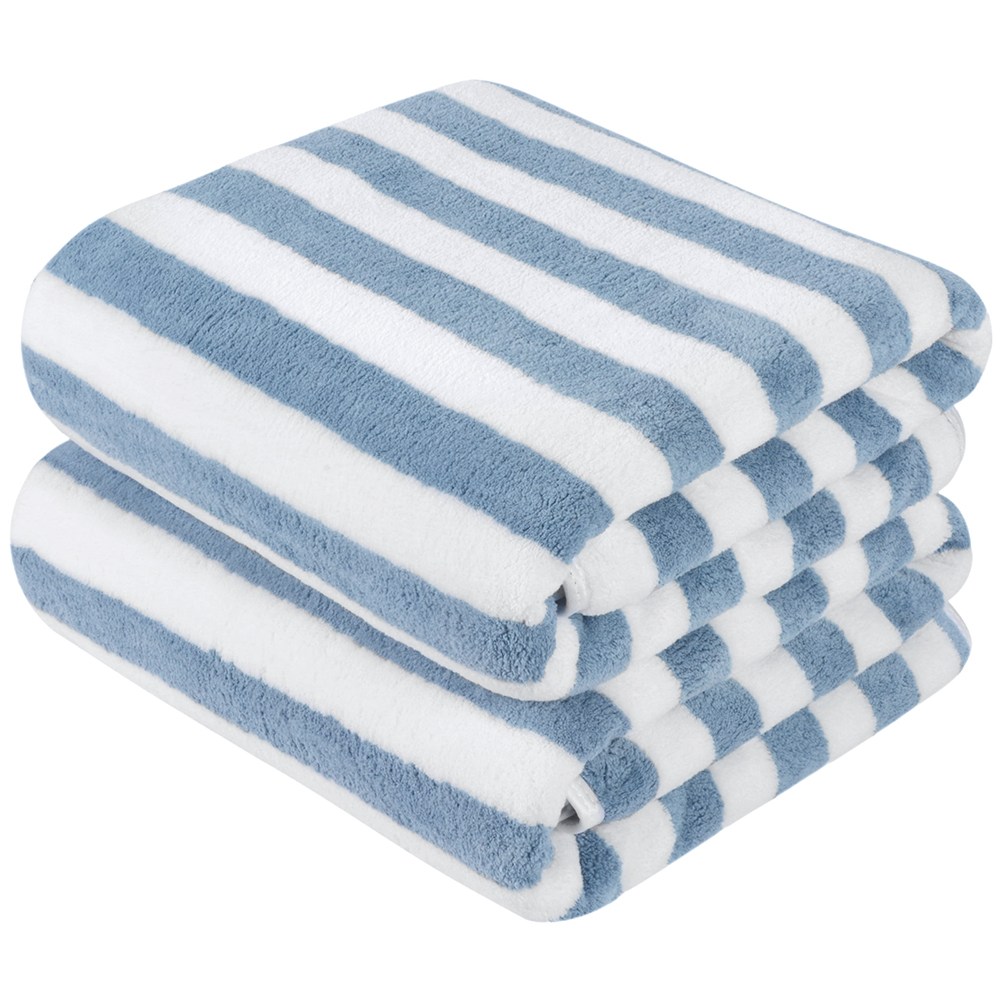 SUNLAND 부드러운 줄무늬 목욕수건 큰 타월 0cm, 2개, 파란색 22,000원