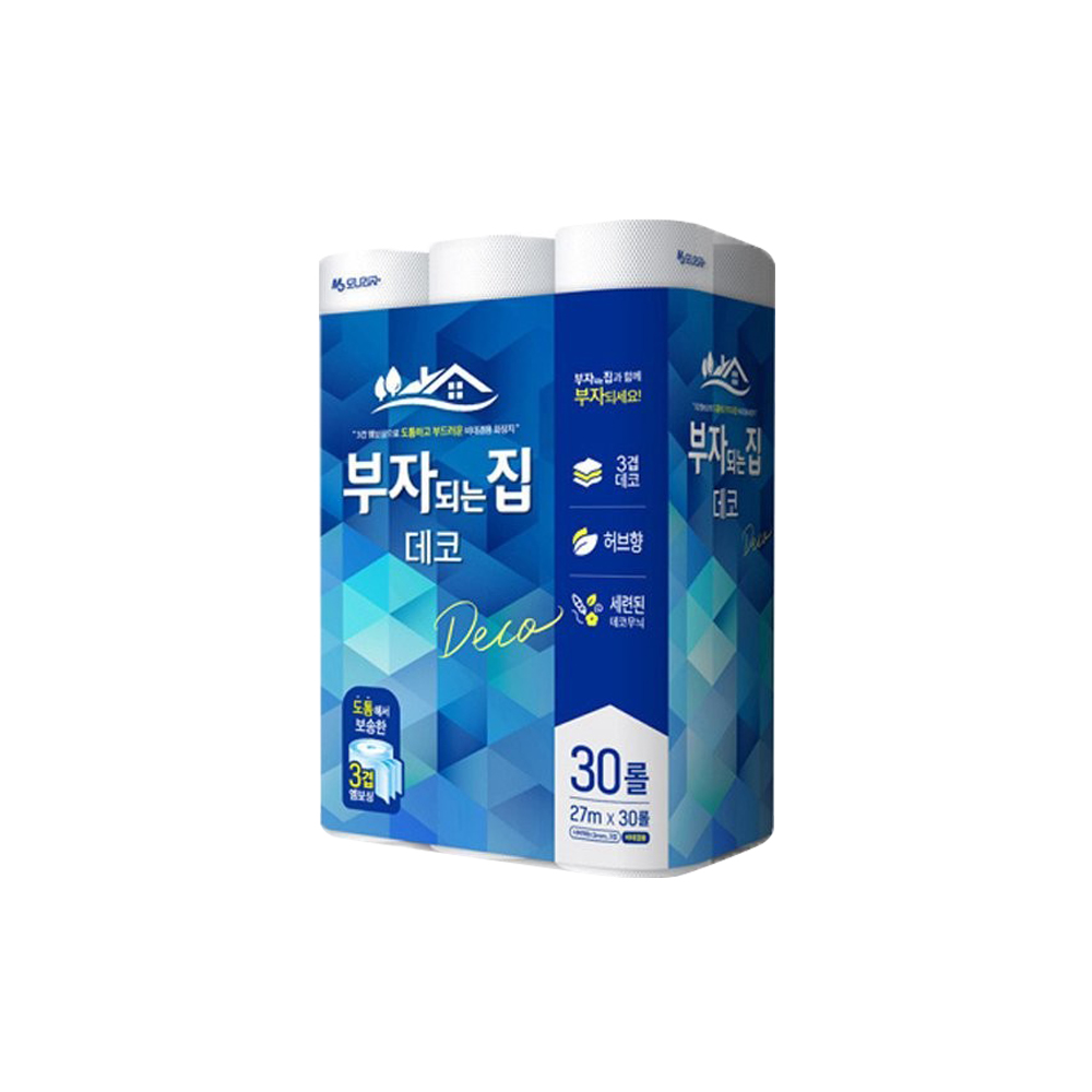 모나리자 부자되는집 3겹 데코 화장지 27m 30롤 휴지, 27m, 30개입, 1개 16,900원
