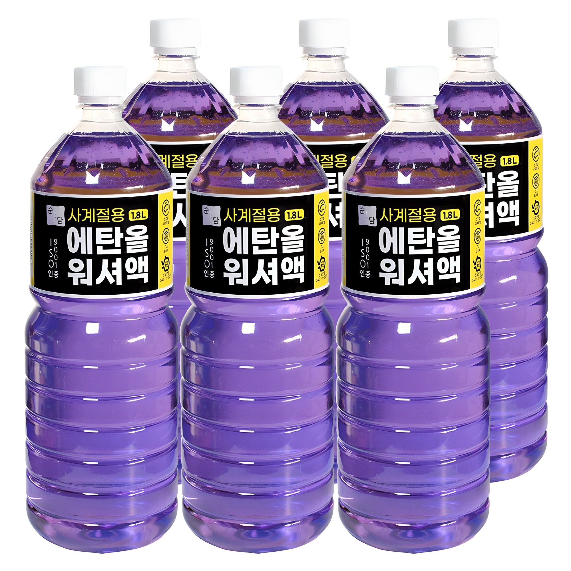 순담 에탄올 워셔액 사계절용 고급워셔액, 1.8L, 6개 13,900원