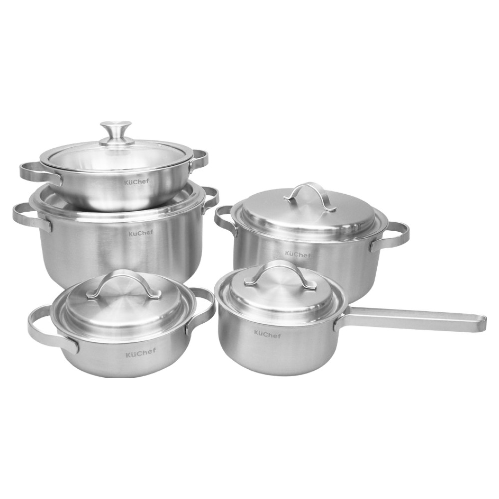 쿠쉐프 인덕션 통5중 스텐 냄비 편수 16cm + 양수 18cm + 웍 24cm + 곰솥 24cm + 곰솥 28cm 베이직 세트, 단일색상, 1세트, 5종 328,000원