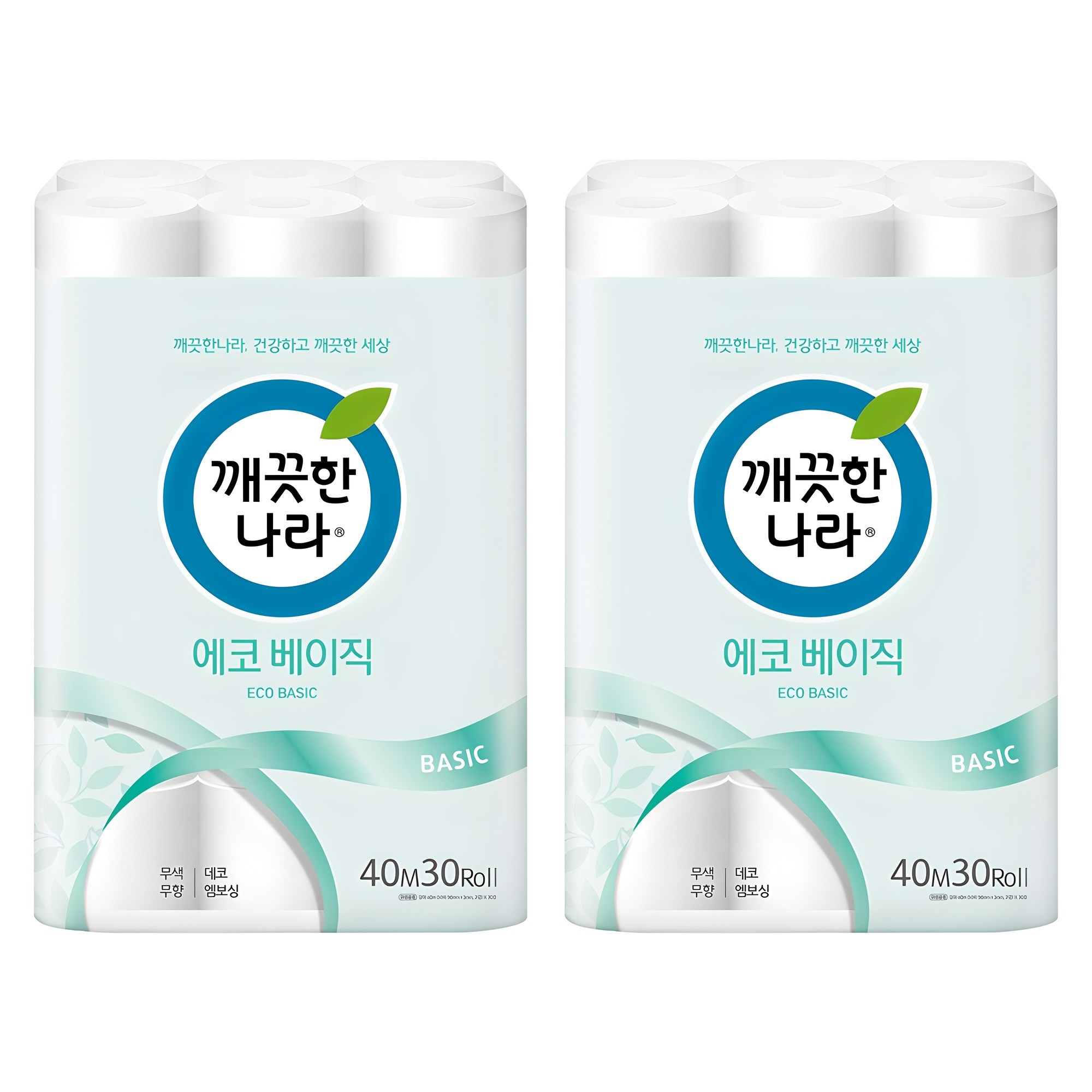 깨끗한나라 에코 베이직 2겹 롤화장지, 40m, 30개입, 2개 29,900원
