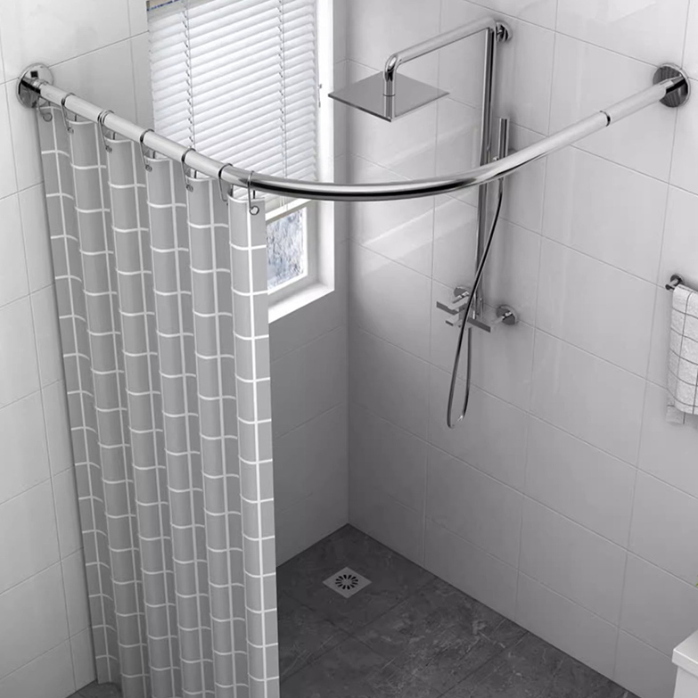 스테이 무타공 욕실 화장실 코너 방수 샤워 커튼봉 압축봉 욕조 커튼 파티션, 스테이-실버 B타입, 1개 39,900원