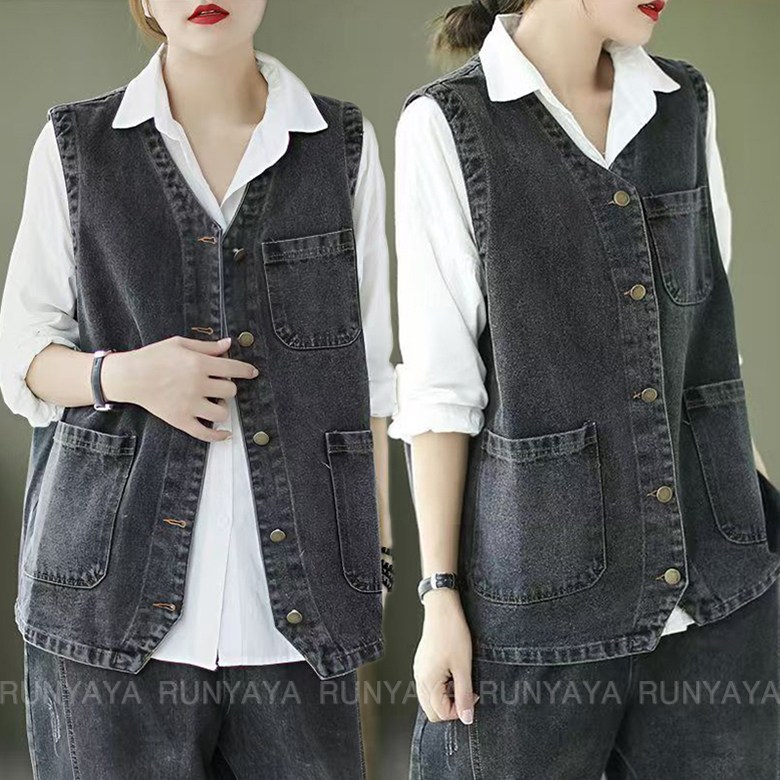 데님 조끼 여자 아우터 자켓 빅사이즈  봄 여름 가을 청조끼 캐주얼 베스트 D99U 19,800원