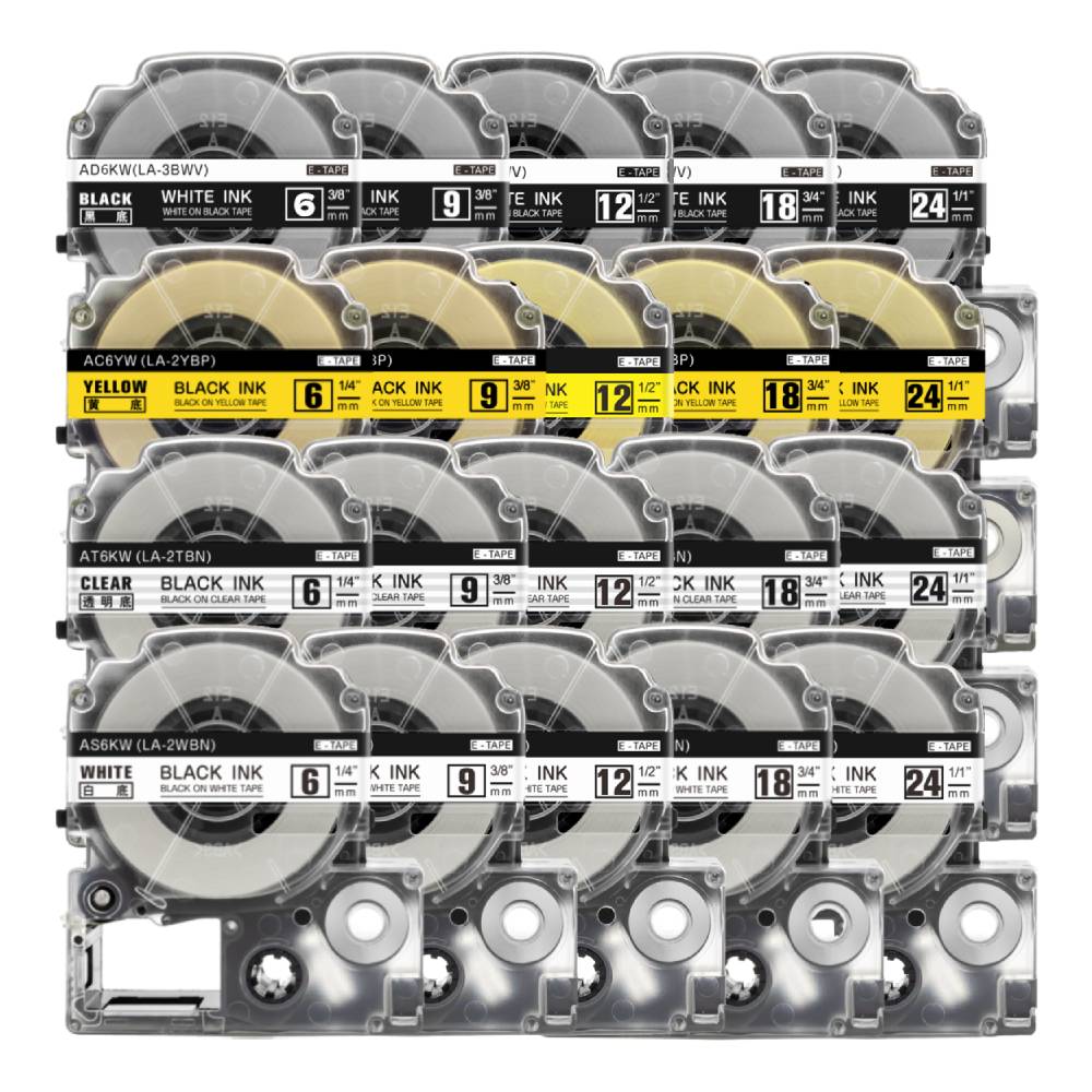 엡손 라벨프린터테이프 라벨지 라벨스티커 라벨기 리필 호환 리락쿠마 곰돌이푸 LW-K200BL K200PK K200DA C410 K740WH, 노랑배경 검정글씨SC24YW 9,800원