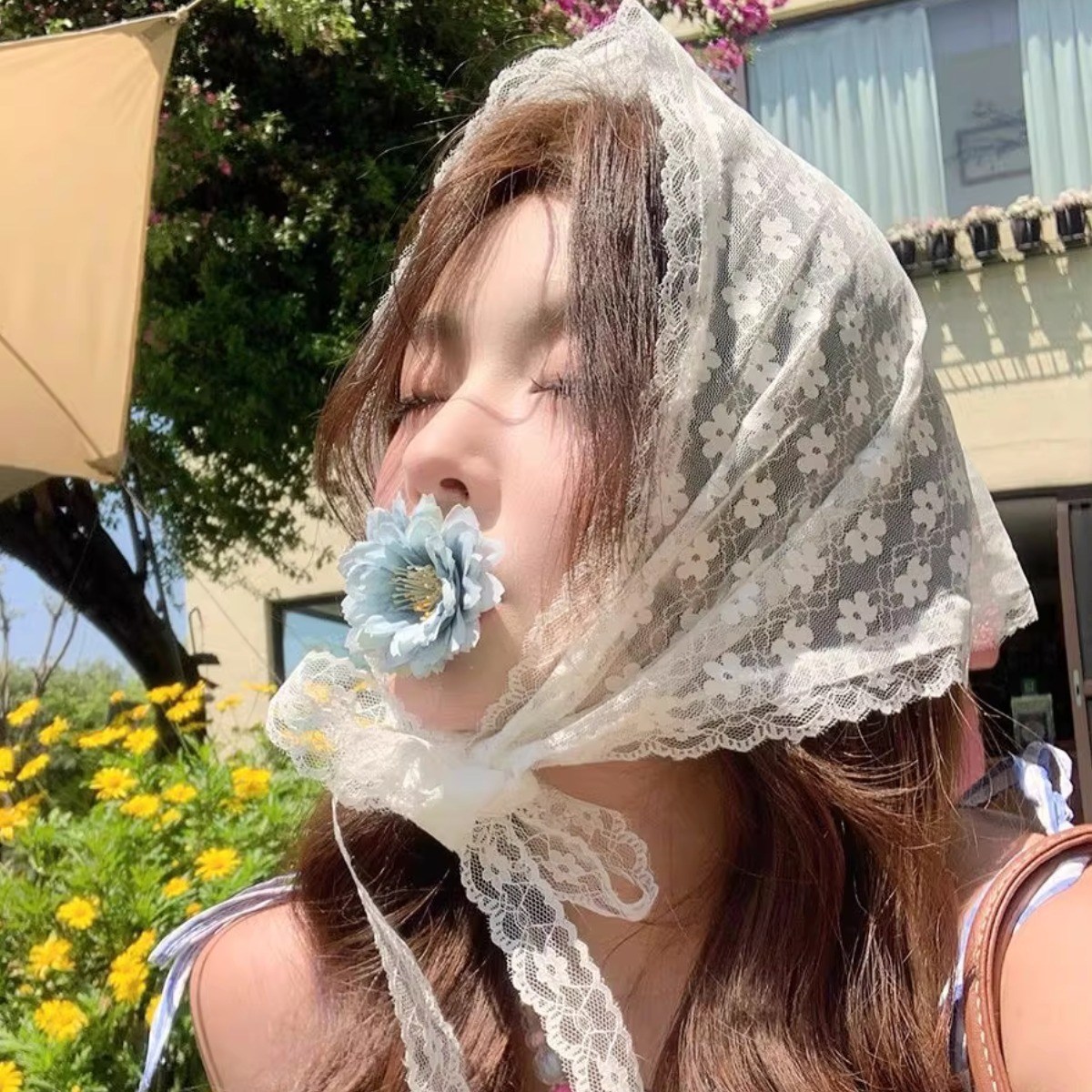 레이스 허리 스카프 여성 포인트 벨트 삼각 스카프 데님 원피스 코디용 22,800원