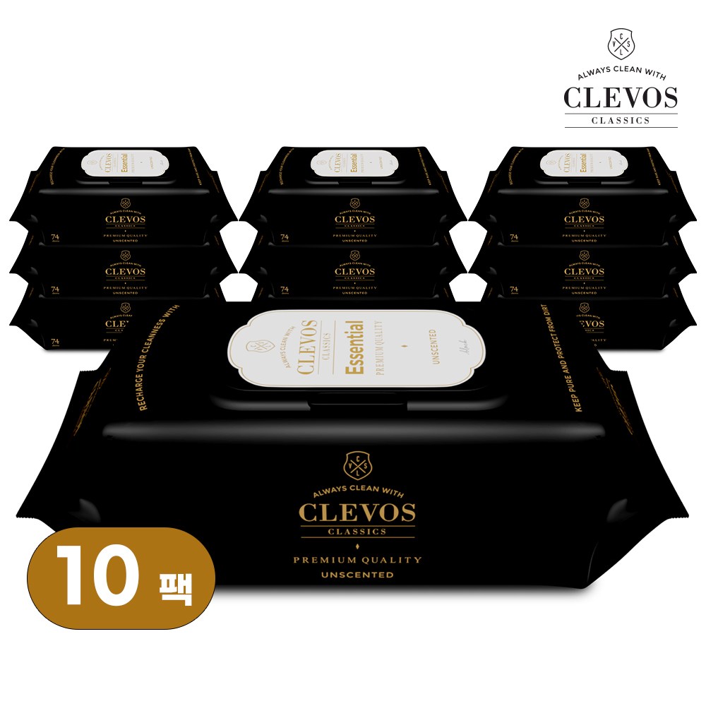 클레보스 에센셜 유아물티슈 캡형, 10개, 70매, 65g 17,900원