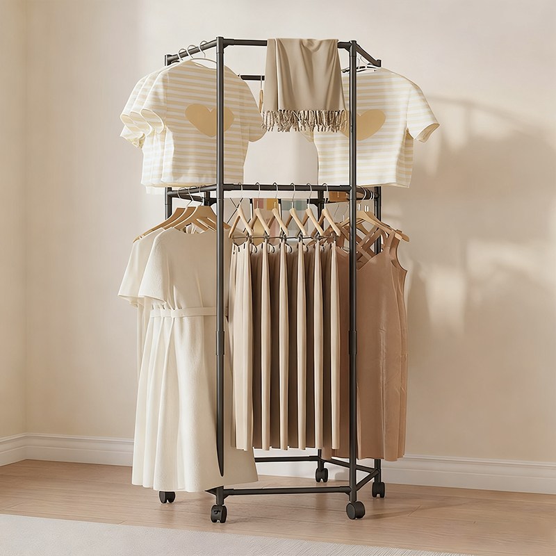 호밍사이 2단 다용도 건조대 튼튼한 이동식 360도 회전 가정용 빨래건조대, 블랙 27,990원