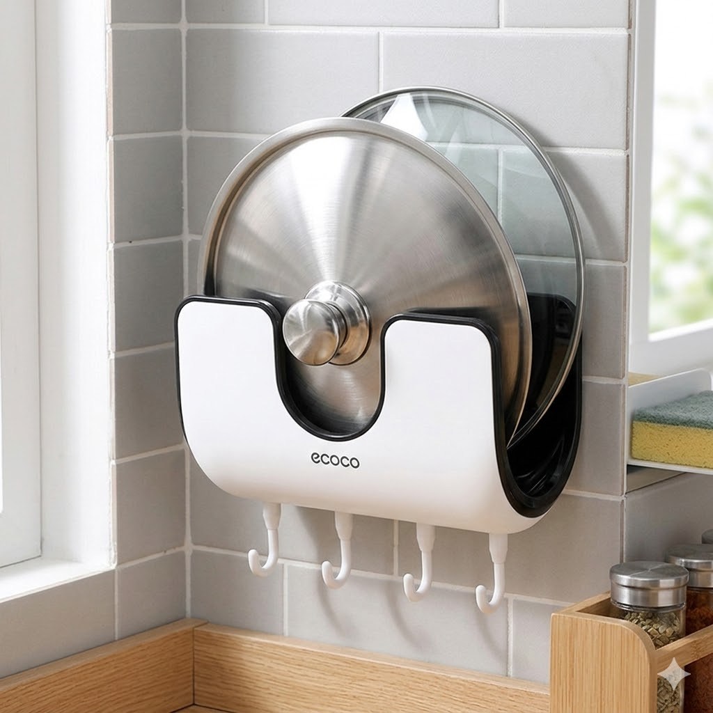 무타공 냄비뚜껑 벽걸이 거치대 조리도구 걸이, 1개, 블랙화이트 8,800원