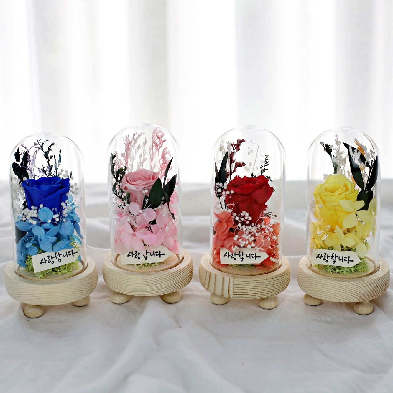 드라이플라워 프리저브드 플라워 미니 꽃다발 장미 로즈데이 유리돔 15,900원